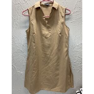 The Limited Womens Beige‎ Sleeveless Tunic V Neck Collared Blouse Side Slits XS